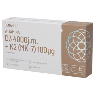 SEMA Lab Witamina D3 4000 j m K2 MK 7 100 µg 60 kapsułek miękkich