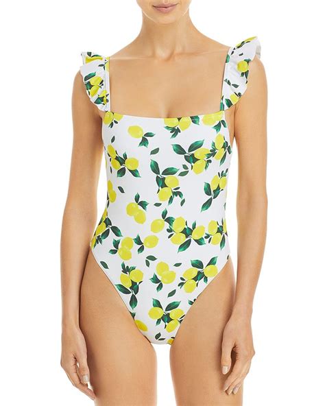 Aqua Ruffled Lemon Print One Piece Swimsuit 100 Exclusive