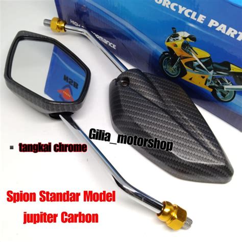 Spion Standar Model Jupiter Carbon Tangkai Chrome Universal Yamaha