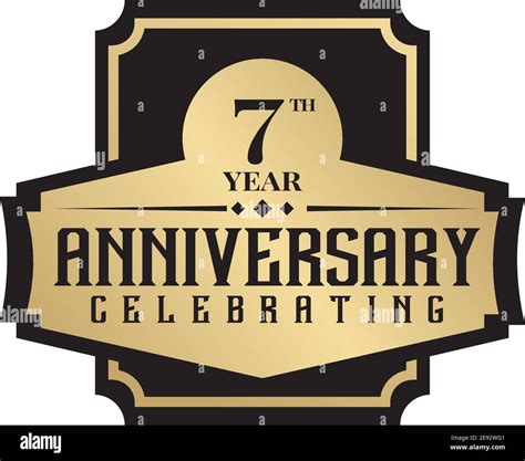 7th year anniversary emblem logo design illustration vector template ...