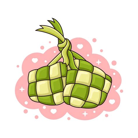 Premium Vector Ketupat Food Cartoon Vector Icon Illustration Happy