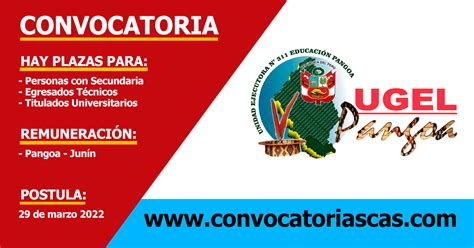 Convocatoria Ugel Pangoa [cas] 5 Plazas Computación E Informática Educación Tecnología