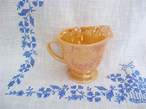 Fire King Peach Lustre Creamer Laurel Leaf Pattern Anchor Hocking