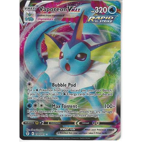 Pokemon Trading Card Game 030 203 Vaporeon VMAX Rare Ultra Card