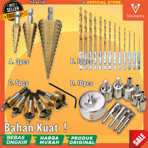 Jual Mata Bor Titanium Pagoda Kerucut Spiral Lengkap Set Drill Bit Hole