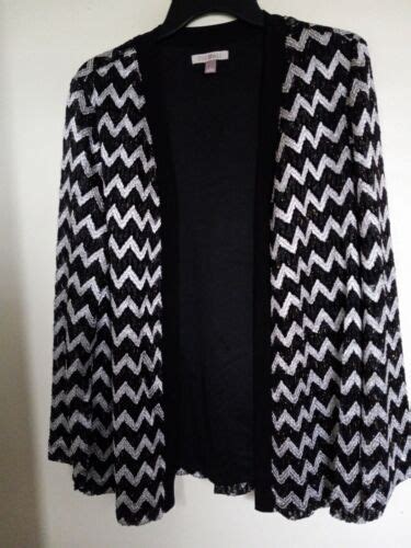 Roz Ali Cardigan Womens Size L Open Front Long Sleeve Metallic Ebay