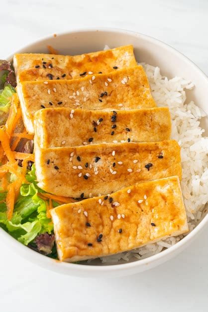 Premium Photo Teriyaki Tofu Rice Bowl Vegan Food Style