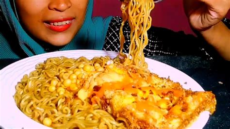 ASMR MIE GORENG TELUR DADAR KERUPUK PILUS MUKBANG MIE GORENG TELUR