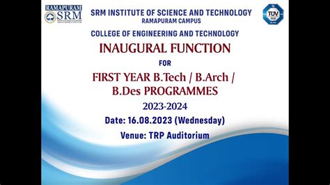 Srm Ist Ramapuram First Year Inaugural Function Faculty Of