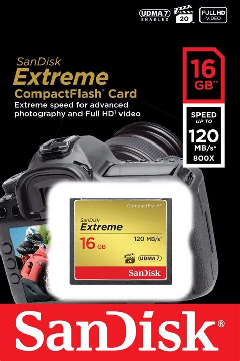 Cartão Compact Flash Cf 16gb Sandisk Extreme 120mb s 800x R 244 99