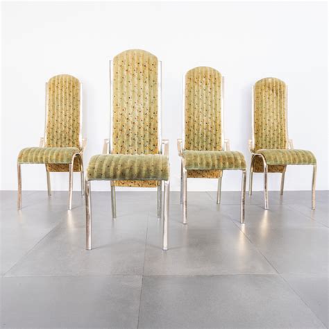 Set Of Four Curved Alcantara Chairs In Golden Metal S Design Vinterior