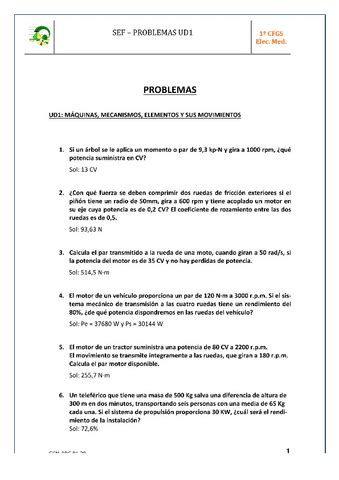 Problemas Ud Maquinas Mecanismos Elementos Y Sus Movimientos Pdf