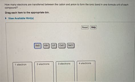 Solved How Many Electrons Are Transferred Between The Cation Chegg