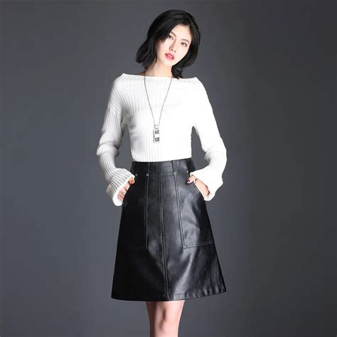 Aliexpress Buy Swyivy Woman Skirt M Pu Leather Autumn Elegant