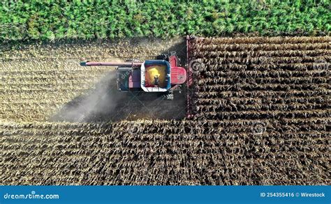 Aerial View of the Cultivation of Land with a Tractor Stock Photo ...