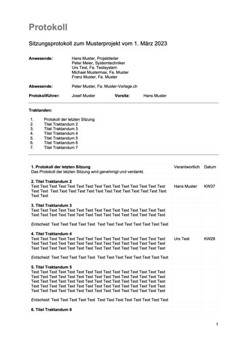 Protokoll Vorlage für Word Excel kostenlos downloaden