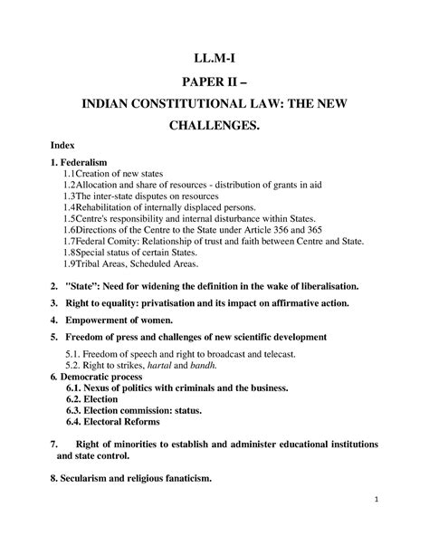 Indian Constitutional Law The New Challenges Index Federalism 1