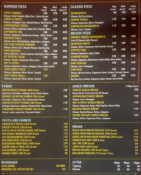 Menu Of Real Paprika Ghatlodia Ahmedabad