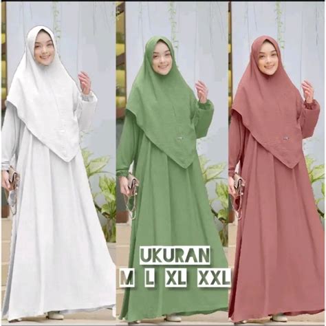 Jual Amara Gamis Syari Jumbo Resleting Depan Ukuran M L Xl Xxl Xxxl Set