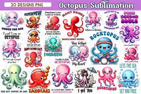 Funny Octopus Sublimation Bundle Graphic By Zanynoti Creative Fabrica