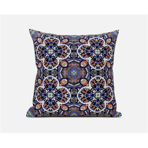 Homeroots 20 In X 20 In Blue And Orange Indoor Decorative Pillow In The Throw Pillows Department