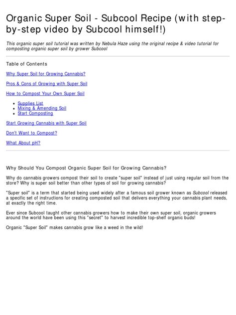 Subcool Super Soil Pdf Compost Soil