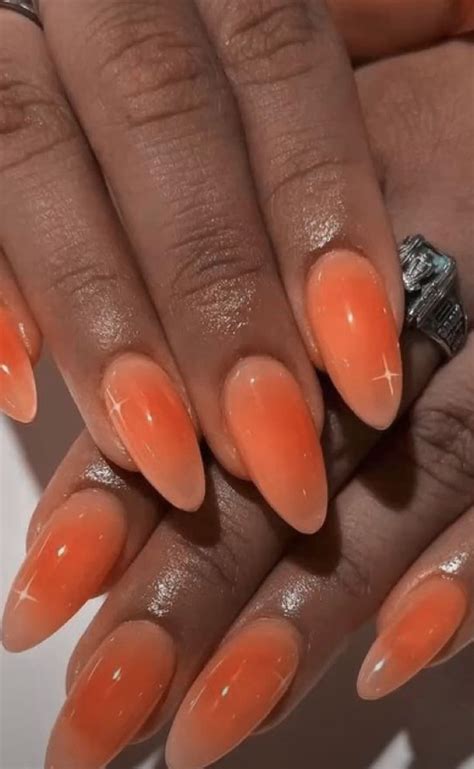 Pin By Sarah Halstead On Aesthetics Orange Acrylic Nails Orange