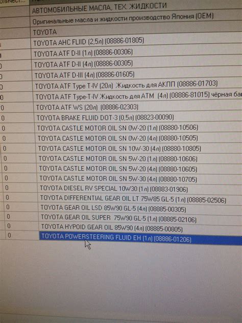 Оригинальные номера жидкостей Toyota — Toyota Mark II (110), 2,5 л ...