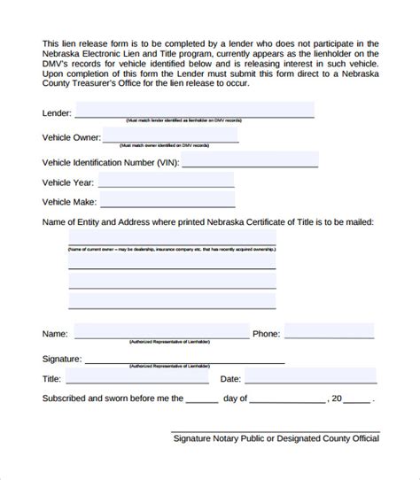 9 Lien Release Forms To Download Sample Templates