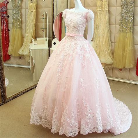 Rosa Spitze Brautkleid Ballkleid Prinzessin Brautkleider Mit Kurzen