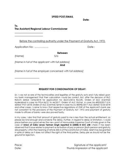 Condonation Letter 1 Pdf