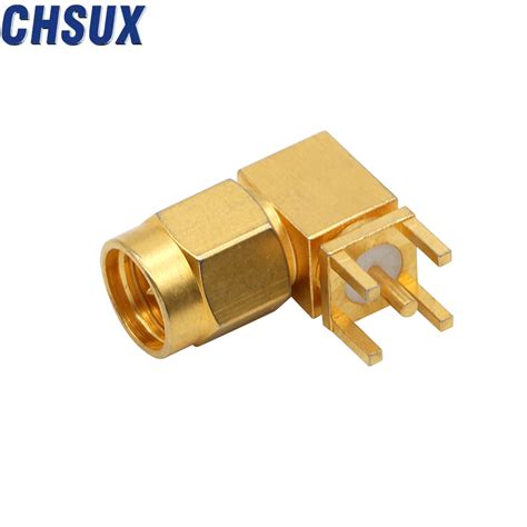 Brass Plated Right Angle Sma Male Edge Mount Rf Coaxial Connector Sma