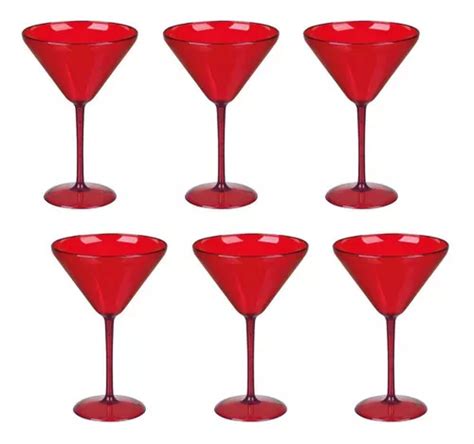 Jogo De Ta As Martini Requinte Acrilico Cristal Vermelho Mercadolivre