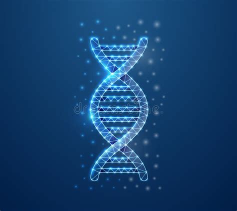 Dna Spiral 3d Symbol In Blue Low Poly Style Biotech Science Genome