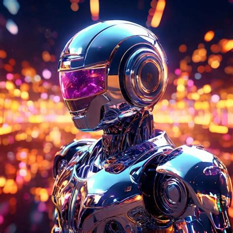 Robot with neon glowing lights robot with neon glowing lights | Premium ...