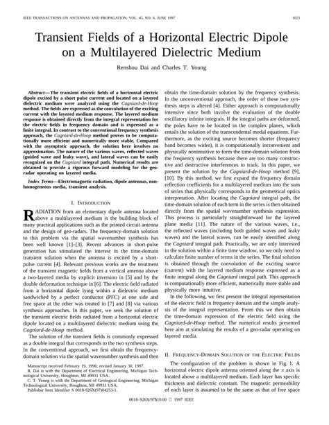 Pdf Transient Fields Of A Horizontal Electric Dipole On A