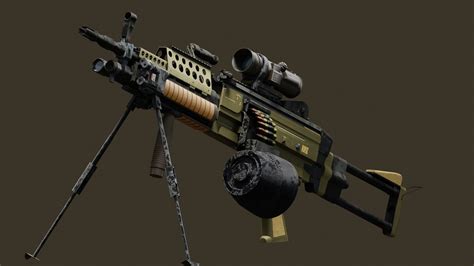 model tactical light machine gun lmg vr ar  poly cgtrader