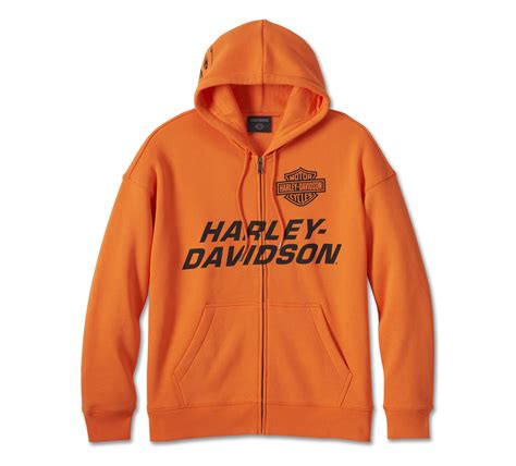 Screamin Eagle Zip Up Hoodie Für Herren Harley Orange Harley