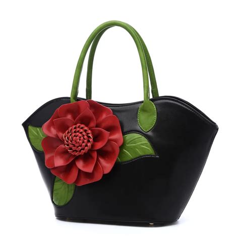 Vintage Three Dimensional Flower Handbags Color Block Handbag