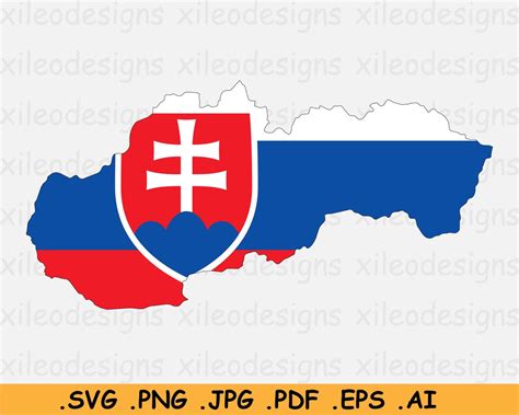 Slovakia Map Flag Svg Slovak Cricut Cut File Country Nation Silhouette Outline Atlas Scrapbook