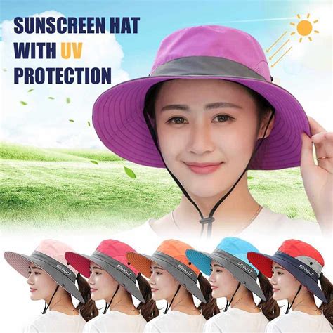 Sun Hat Wide Brim Boonie Hat Women Uv Protection Summer Cap For Beach