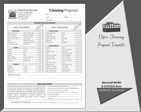 Office Cleaning Proposal Template Editable Cleaning Service Estimate