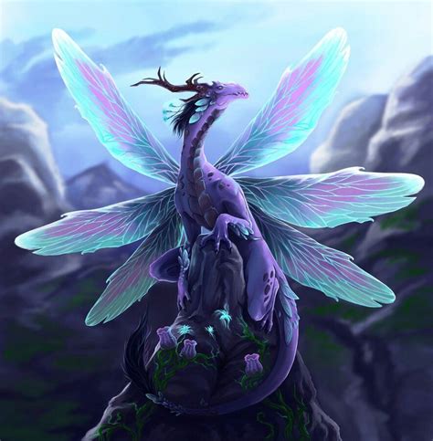 pink/cyan fairy insect dragon | Fantasy creatures art, Mythical ...