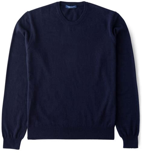 Navy Merino Crewneck Sweater By Proper Cloth