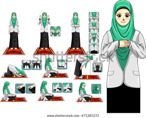 Complete Muslim Prayer Guide Step By Stock Vector (Royalty Free ...