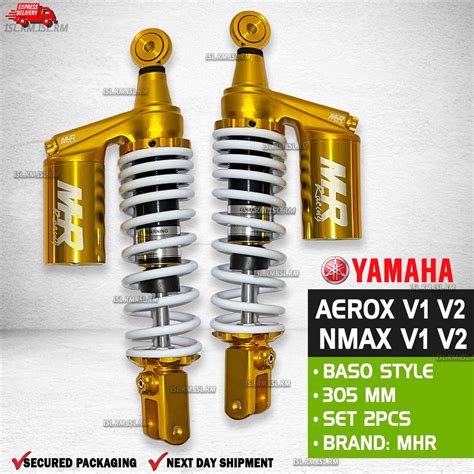 Yamaha NMAX AEROX V1 V2 Rear Shock Absorbers 2pcs With Baso Style WHITE