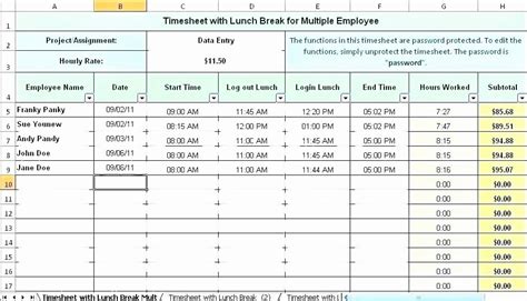 50 Excel Timesheet Template Multiple Employees