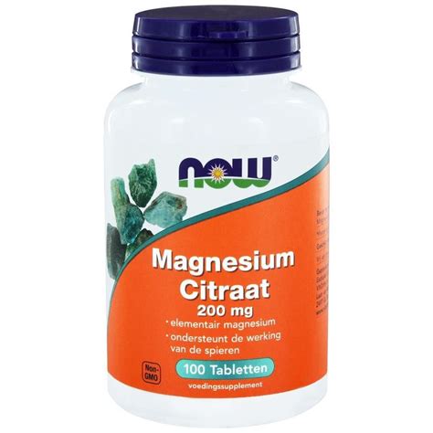 NOW Magnesium Citraat 200 Mg 100 Tabletten