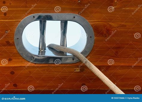 An Anchor Fairlead Of A Construction Work Barge Stock Image