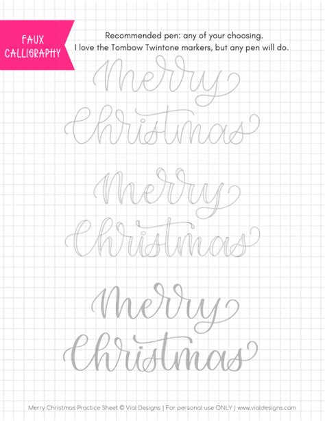 Merry Christmas Calligraphy Tutorial Free Worksheet Vial Designs